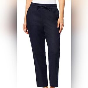 32° Cool Pull On Straight-Leg Navy/Indigo Women's Linen Blend Pants Size XL